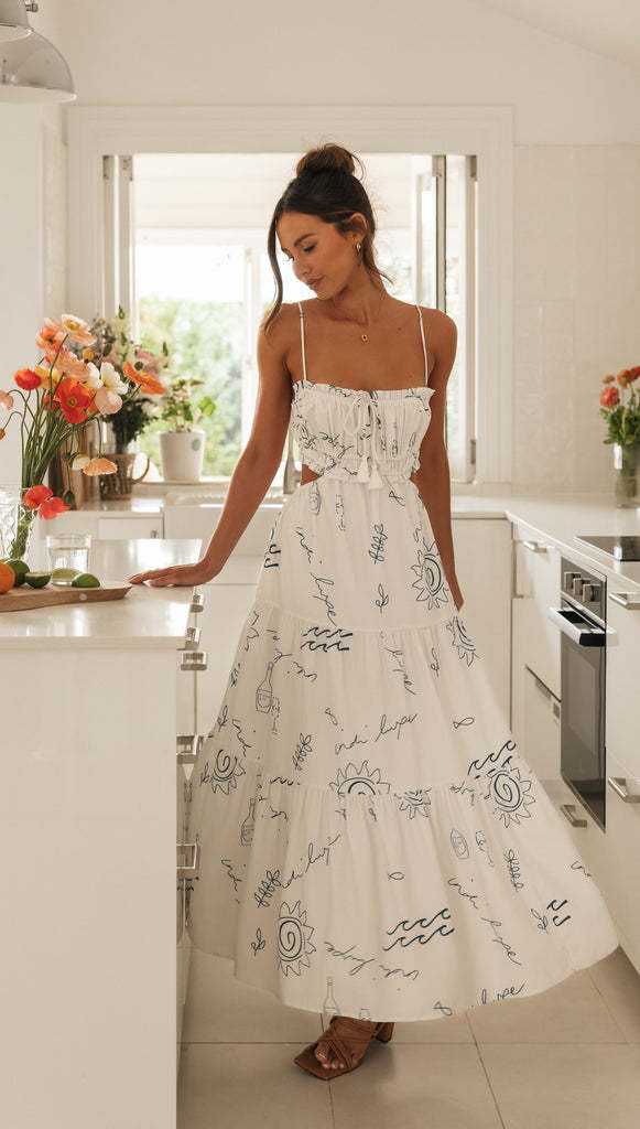 Damen Maxikleid Elastisch Verstellbare Träger Eveloria