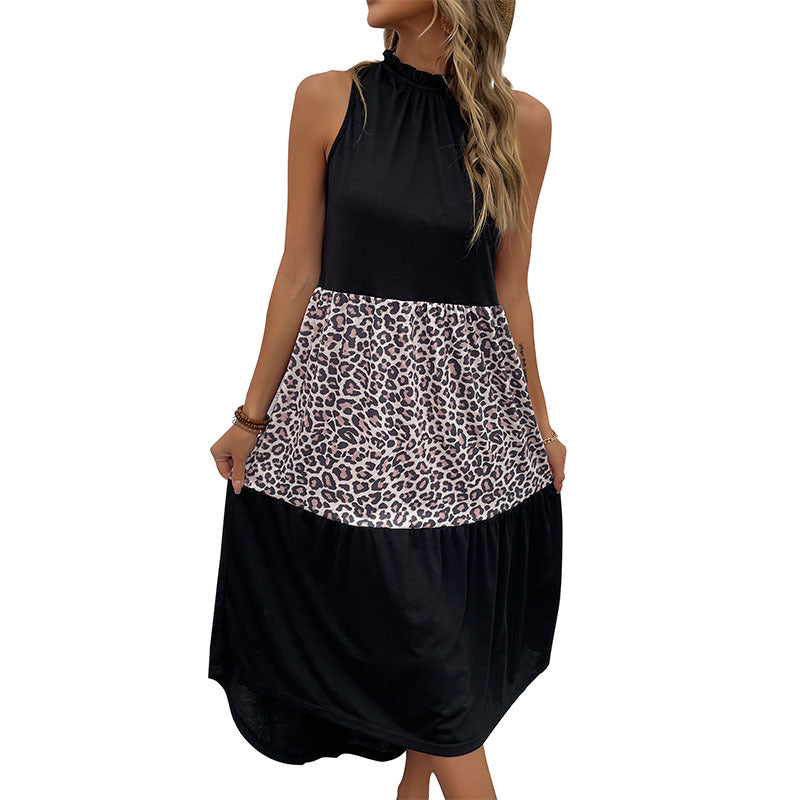 Damen Maxikleid Leopardenmuster Elegantes Kleid