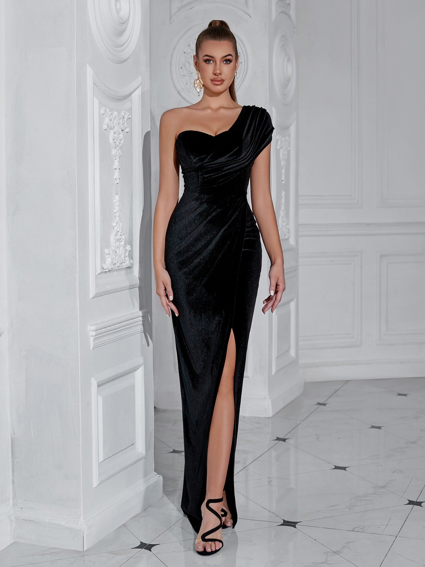 Damen Abendkleid Schulterfrei Seide Eveloria