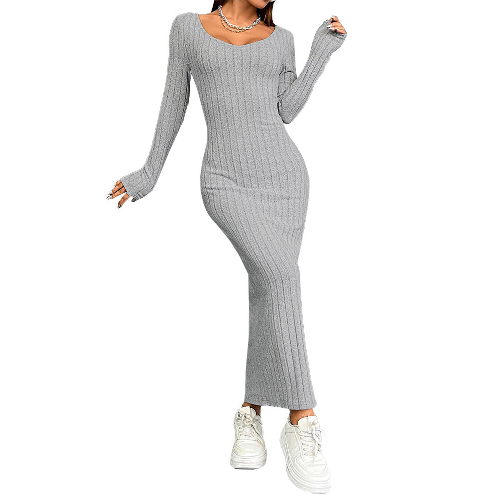 Damen Strickkleid Langärmlig Figurbetont Eveloria