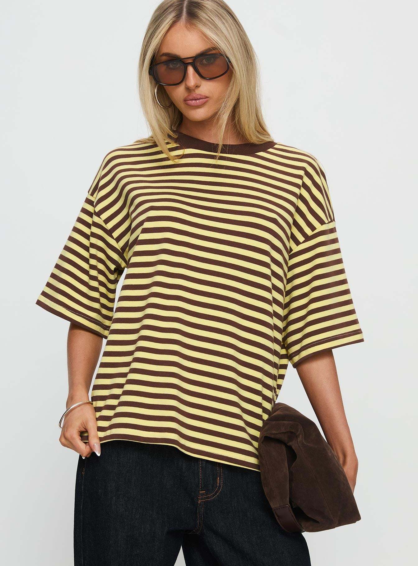 Damen T-Shirt Gestreift Rundhals locker Eveloria