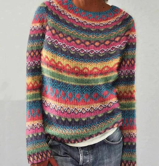 Damen Bunter Pullover Warm