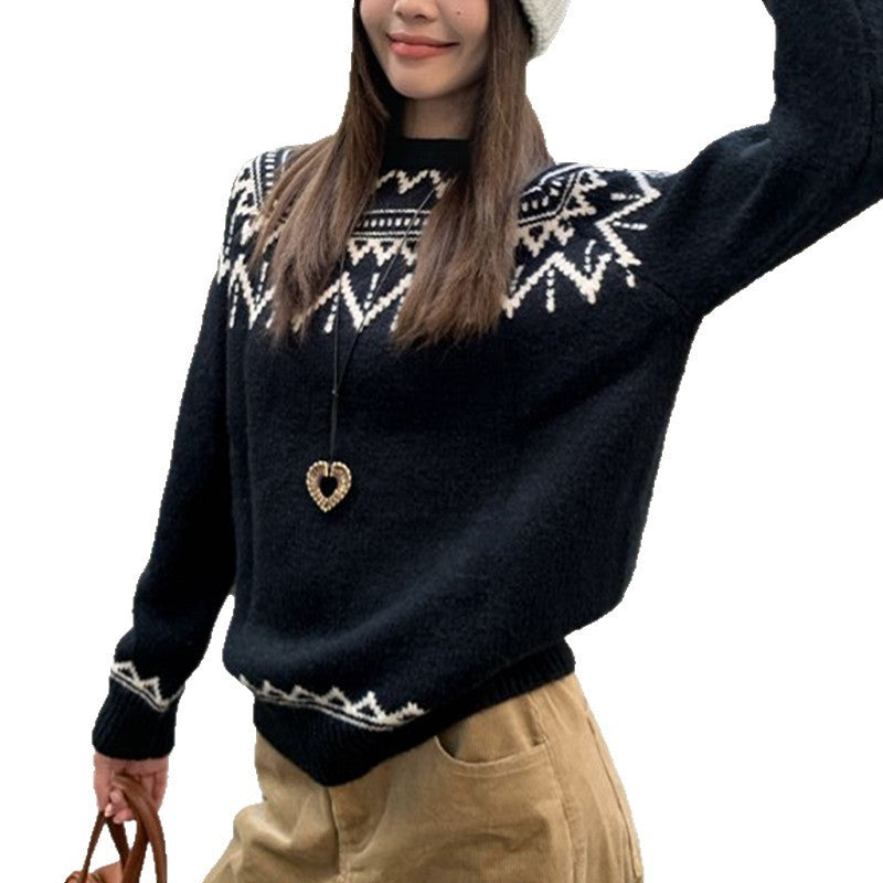 Damen Grobstrickpullover Norwegermuster Eveloria