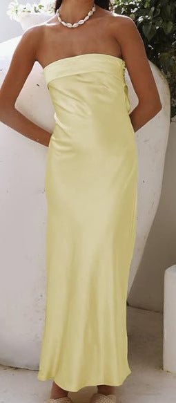 Eveloria Damen Schlauchtop-Kleid Satin Rückenfrei