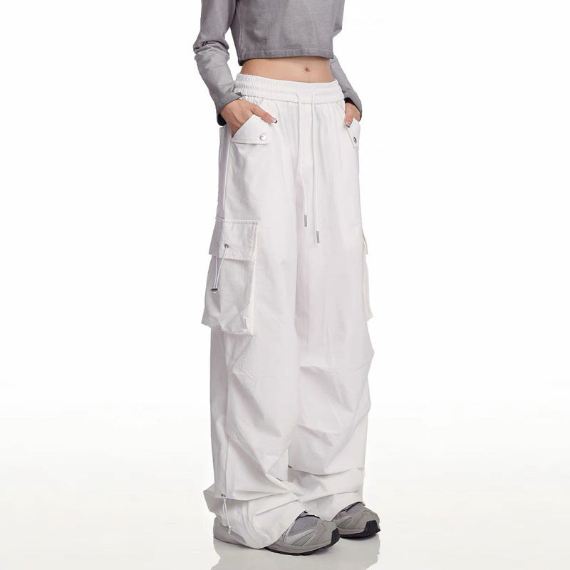 Damen Cargo-Hose mit Seitentaschen und verstellbarem Bund