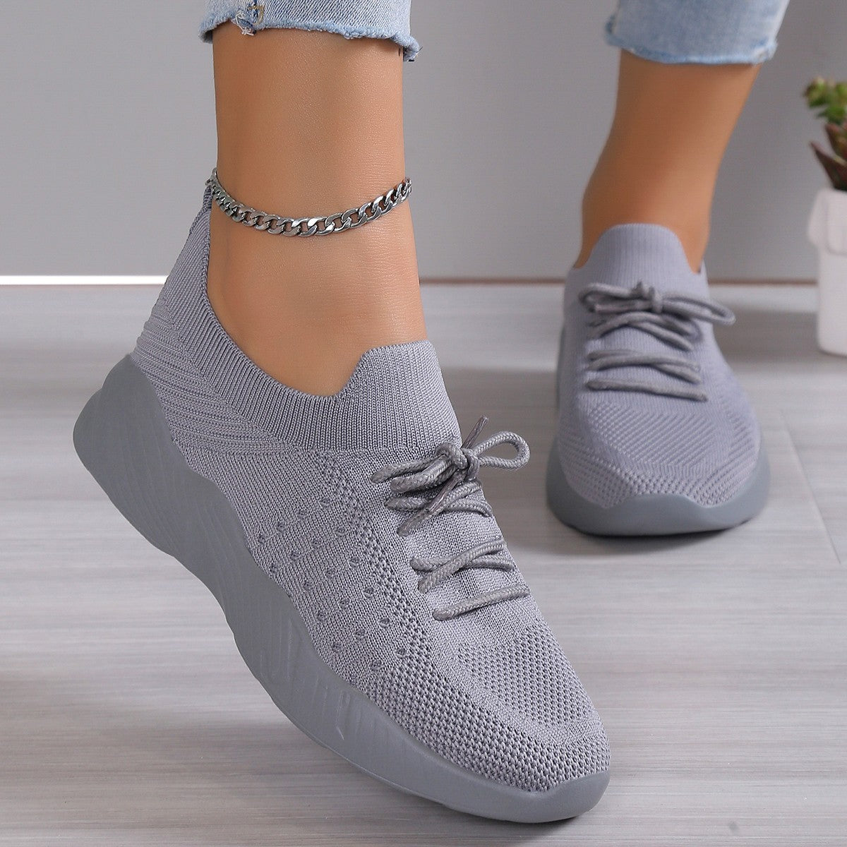 Damen Slip-On Sportschuhe Atmungsaktives Obermaterial Eveloria