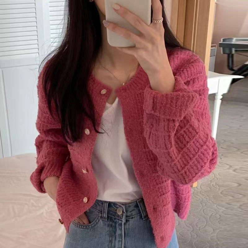 Damen Rippstrickjacke Knopfdetails Eveloria