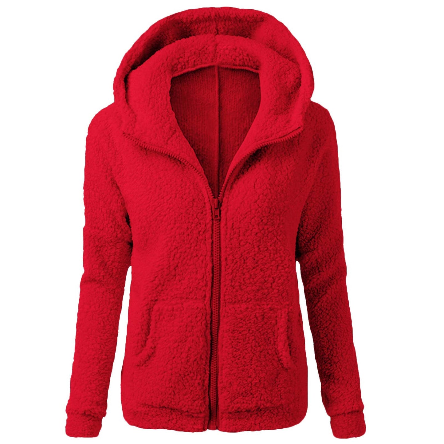 Damen Fleecejacke Kapuze Gemütlich Grau Eveloria