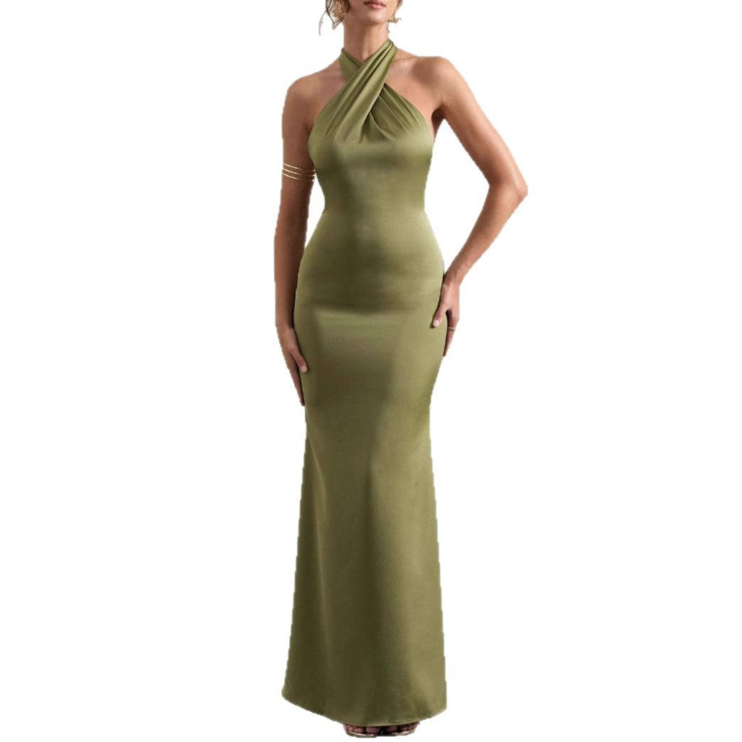 Damen Abendkleid Schmal Schnitt Nackenband Eveloria
