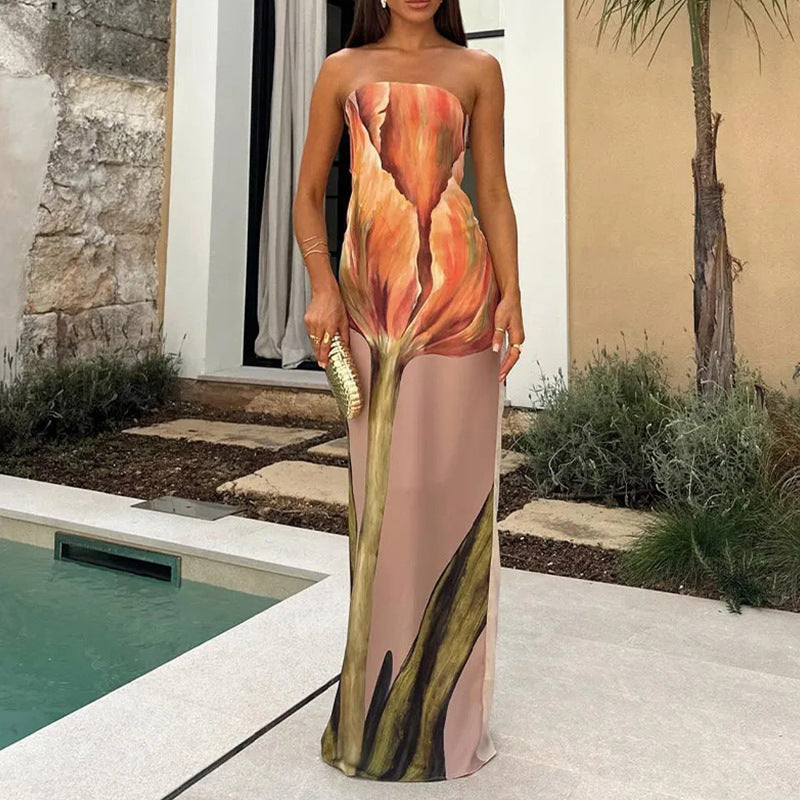 Damen Maxi-Kleid Moderner Kunststil Eveloria
