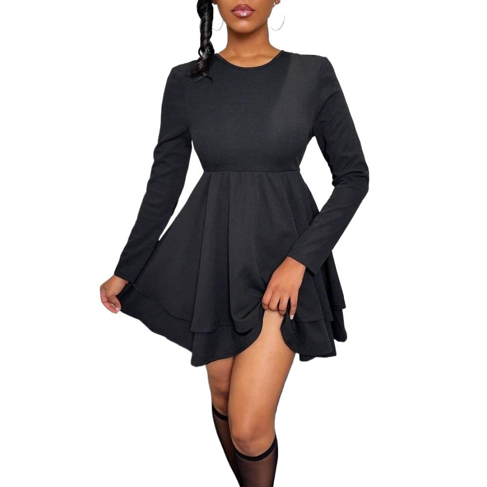 Damen Minikleid Raffungen Lange Ärmel Eveloria