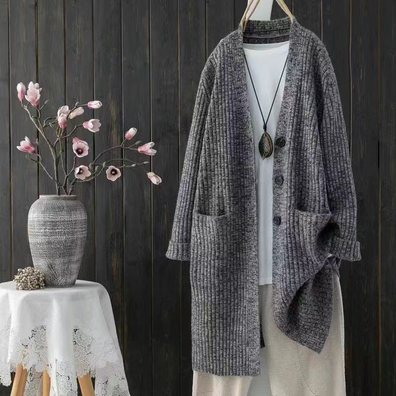 Damen Strickjacke Kuschelig Mit Taschen Modisch Grau Eveloria