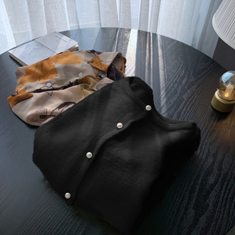Damen Strickjacke Edle Perlenknöpfe Modernes Design