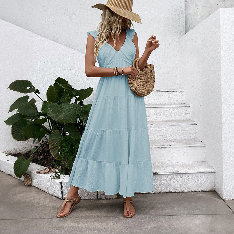 Damen Maxikleid Rüschendesign Schwingrock Eveloria