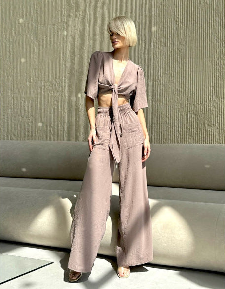 Damen Crop- und High-Waist-Hose Set