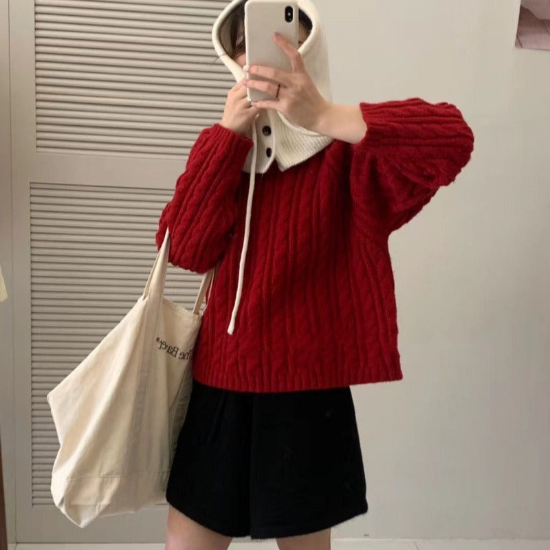 Damen Grobstrickpullover Lässiger Schnitt Eveloria
