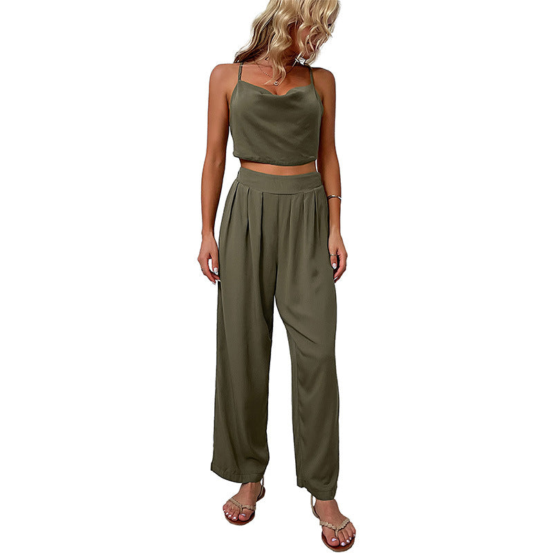 Damen Jumpsuit Weiter Schnitt Hoher Bund Eveloria