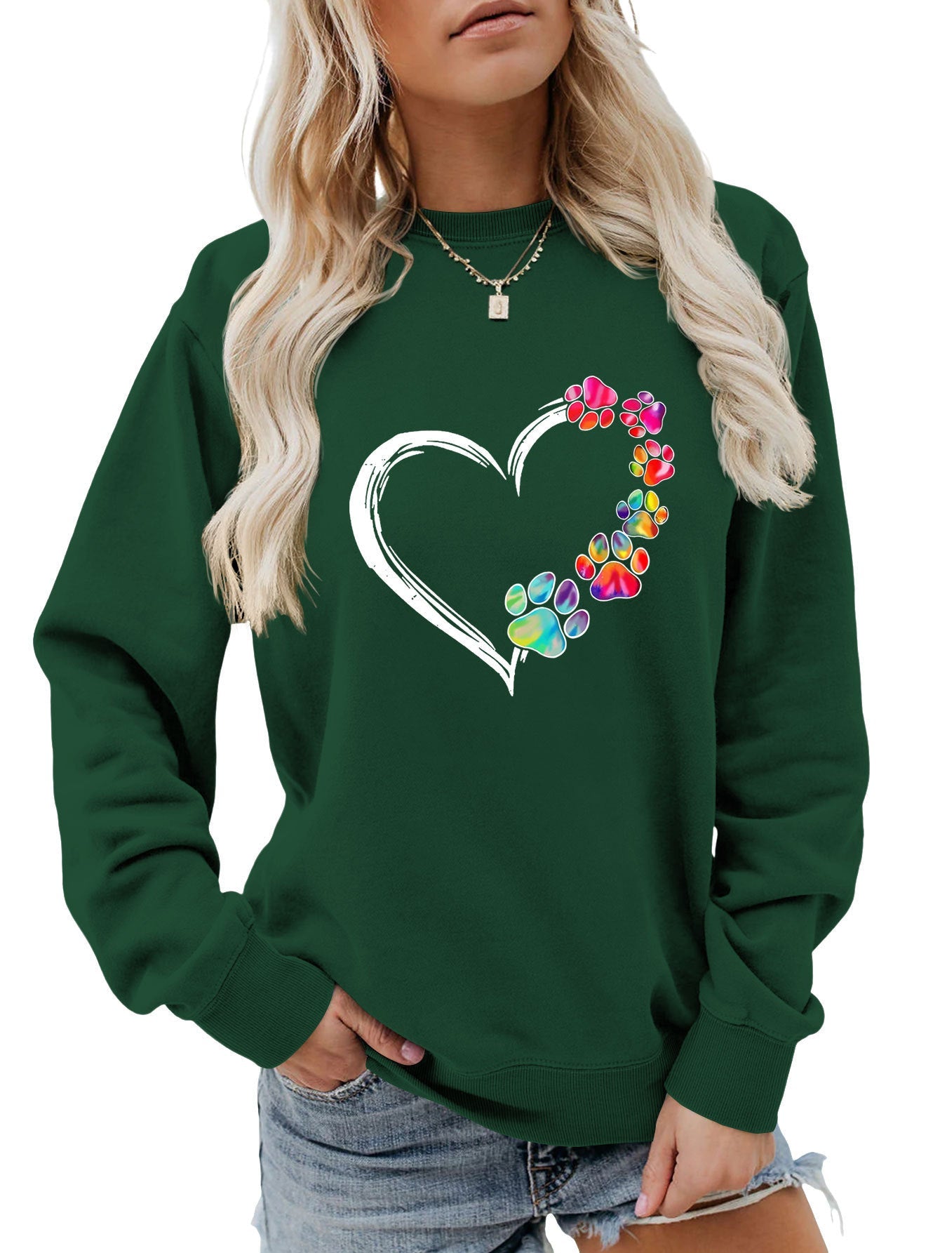 Damen Sweatshirt Pfotenherz-Design Eveloria