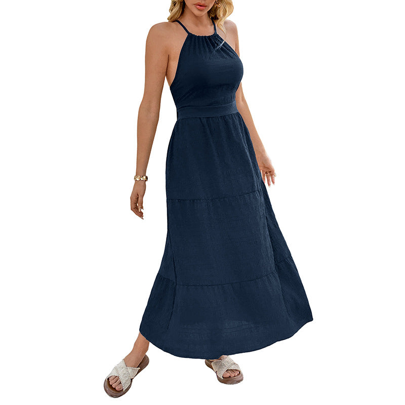 Damen Maxikleid Spaghettiträger Voluminöser Rock Eveloria