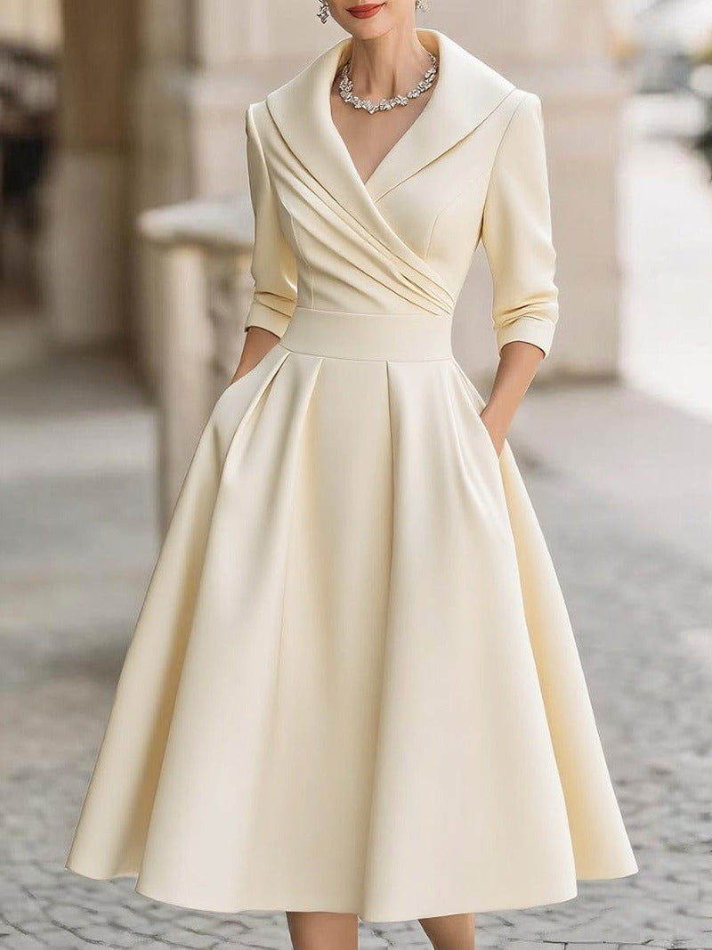 Damen Wickelkleid mit Schößchen und Taschen Eveloria