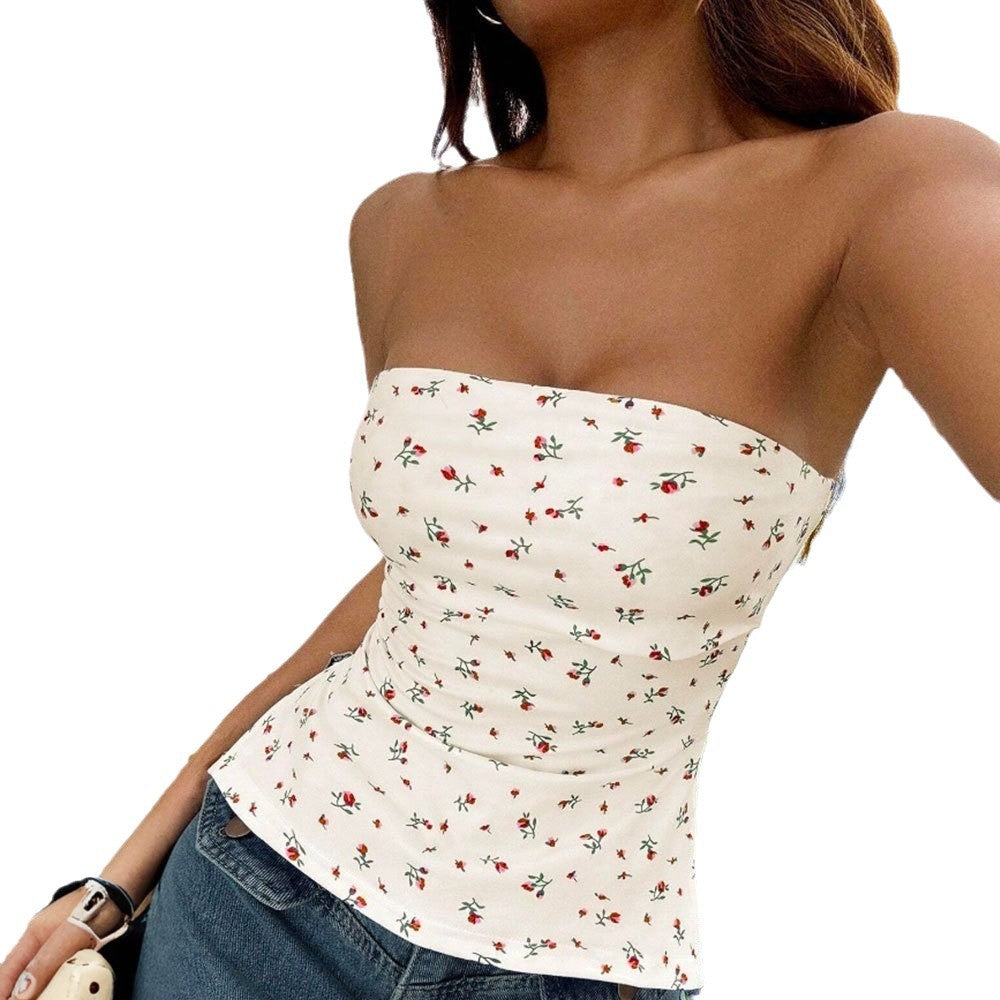 Eveloria Damen Bustier Elastisch Floralmuster