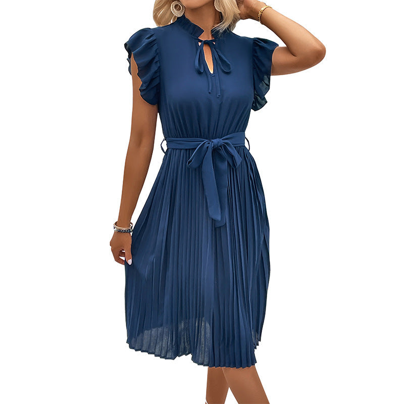Damen Midi-Kleid Wickelkleid Rüschendetails Elastisch Eveloria