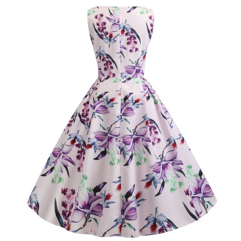 Damen A-Linien Kleid Floralmuster Seitentaschen