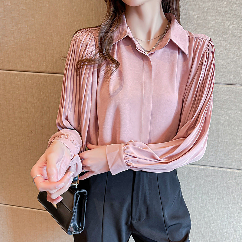 Damen Bluse Rüschenärmel Feine Knöpfe Weiße Bluse