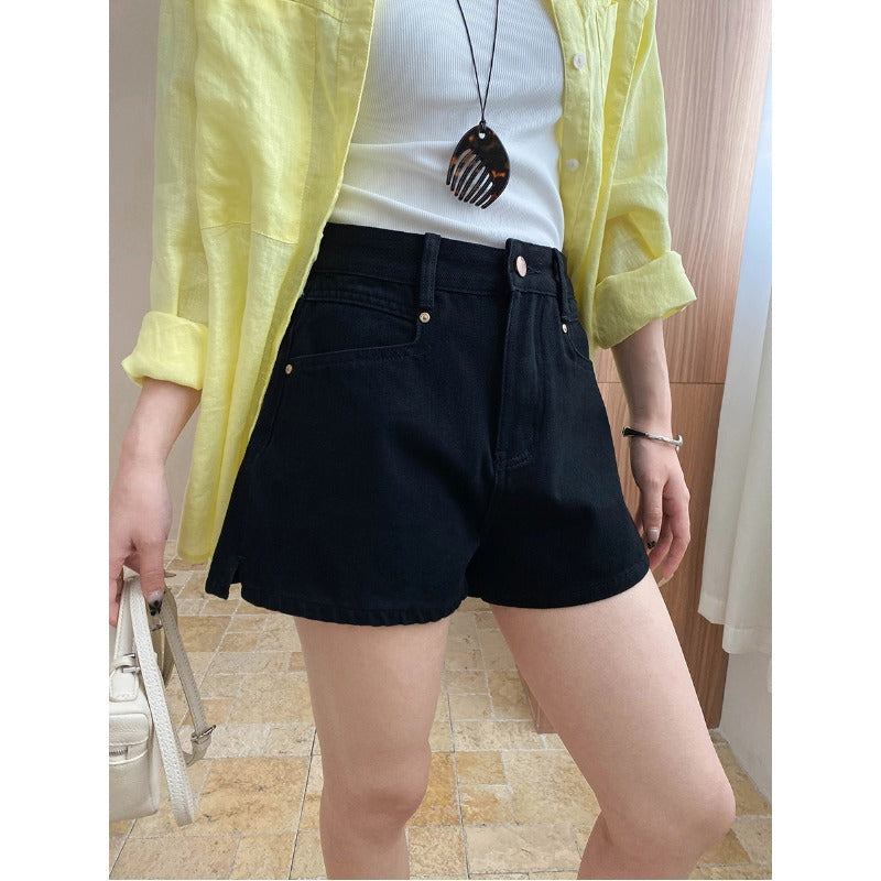 Damen Denim-Shorts Hochwerder mit klassischem Schnitt Blau Eveloria