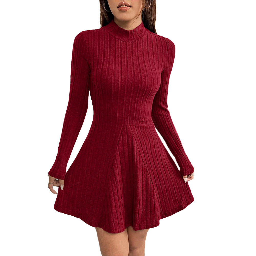 Damen Strickkleid mit Stehkragen Figurumspielend Eveloria