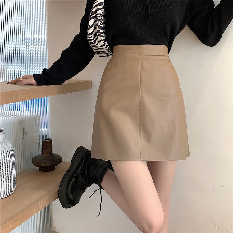 Damen Bleistiftrock Kunstleder Modern Schnitt