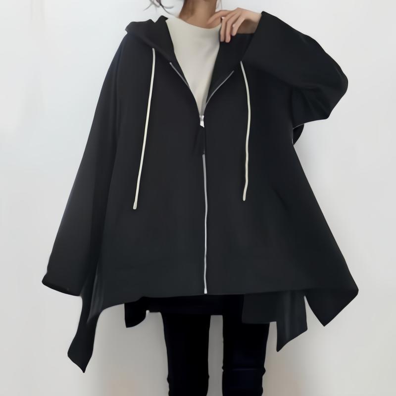 Damen Kapuzenponcho Asymmetrisch Mit Taschen Eveloria