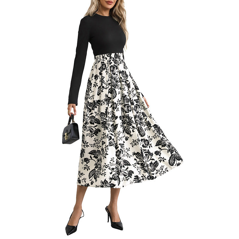Damen Maxikleid Floralmuster Eleganter Bund