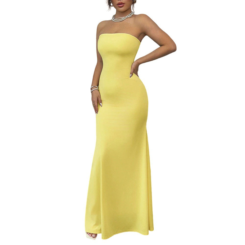 Damen Wickelmaxikleid Schulterfrei Rückenfrei