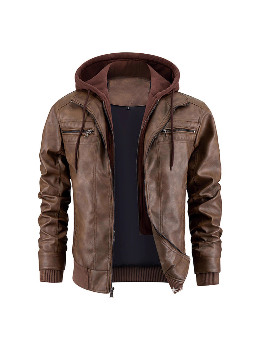 Heinrich Herren Leder Winterjacke Mit Kapuze