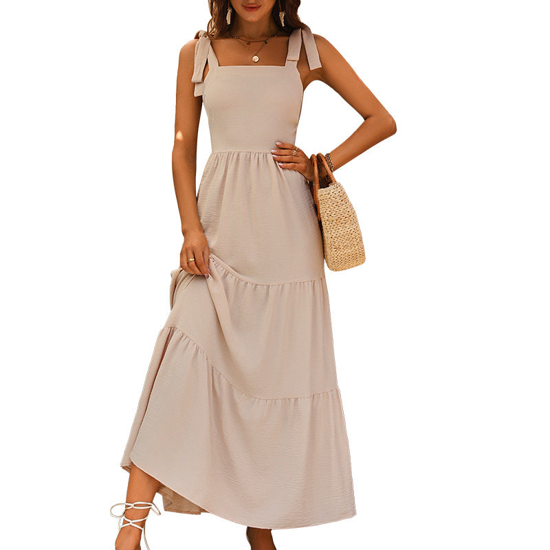 Damen Maxikleid Verstellbare Träger Rüschendetails Eveloria