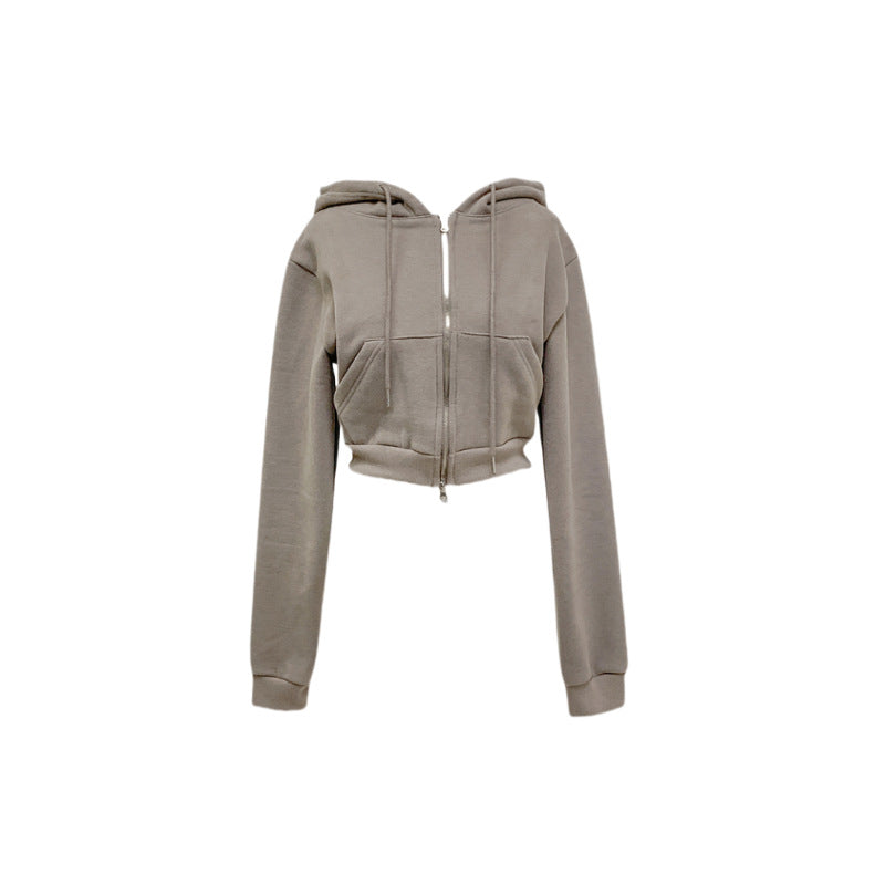 Damen Sport Crop-Set Kleid Kapuzenjacke Eveloria
