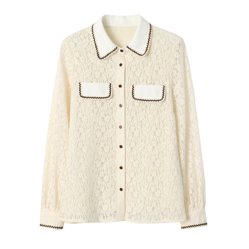 Damen Spitzenbluse mit Kontrastdetails Eveloria