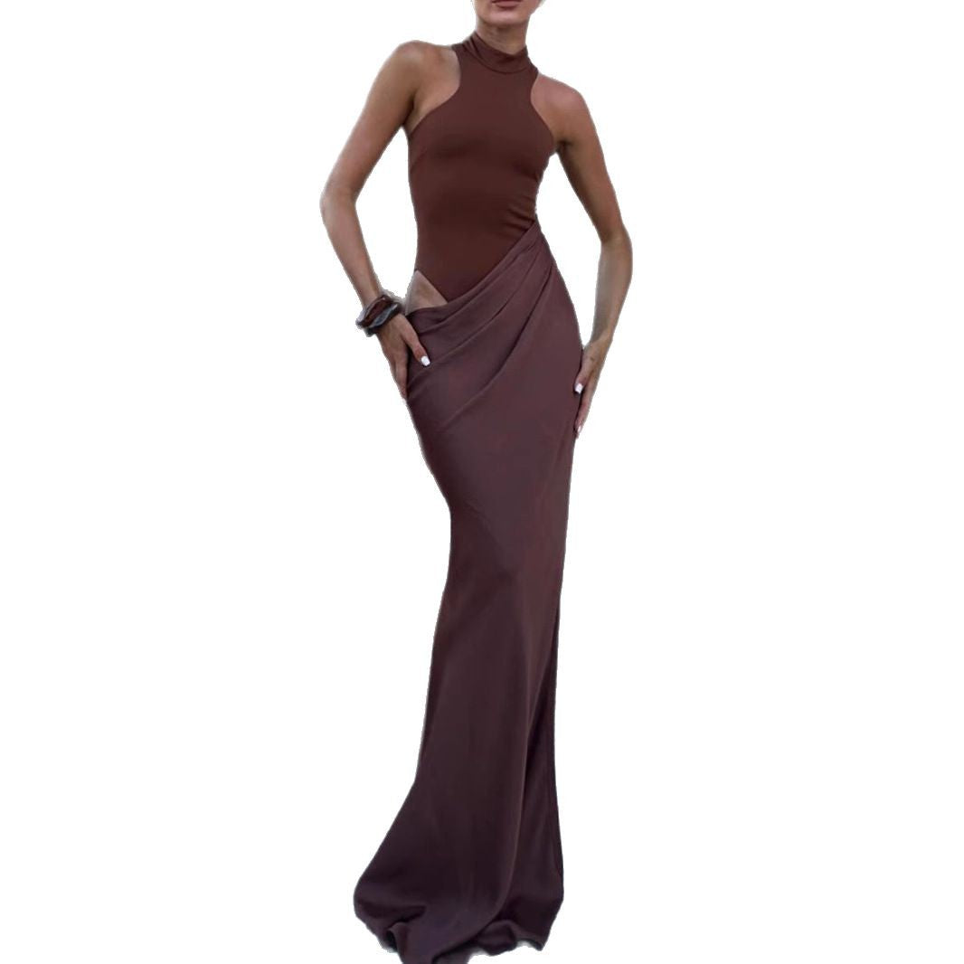 Damen Wickelkleid Hochgeschlossener Kragen Seitlicher Schlitz Eveloria