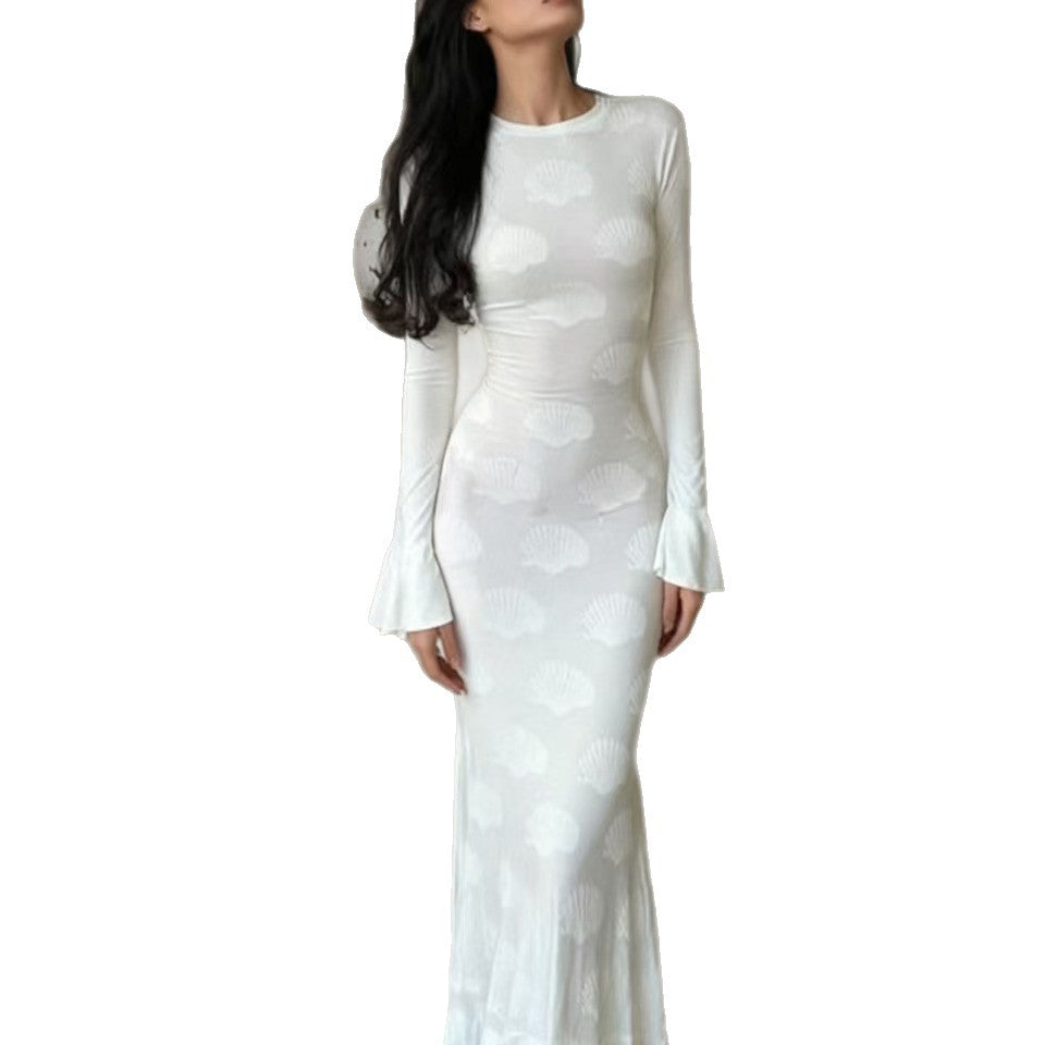 Damen Mermaid-Kleid mit Muschelstruktur Eveloria