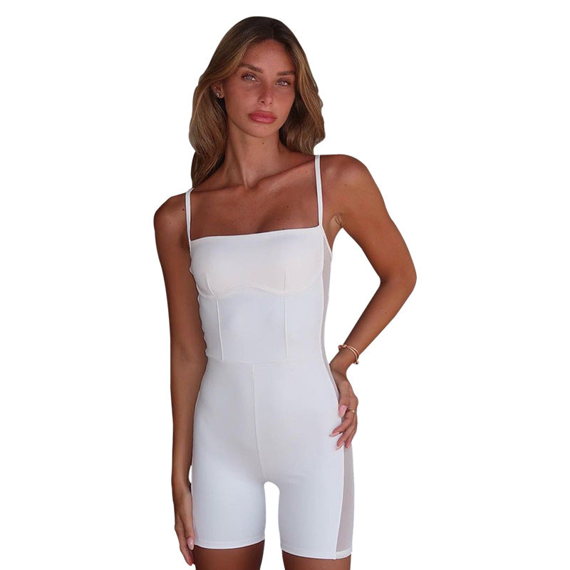 Damen Kurzoverall Spaghetti-Träger Cut-Outs Eveloria