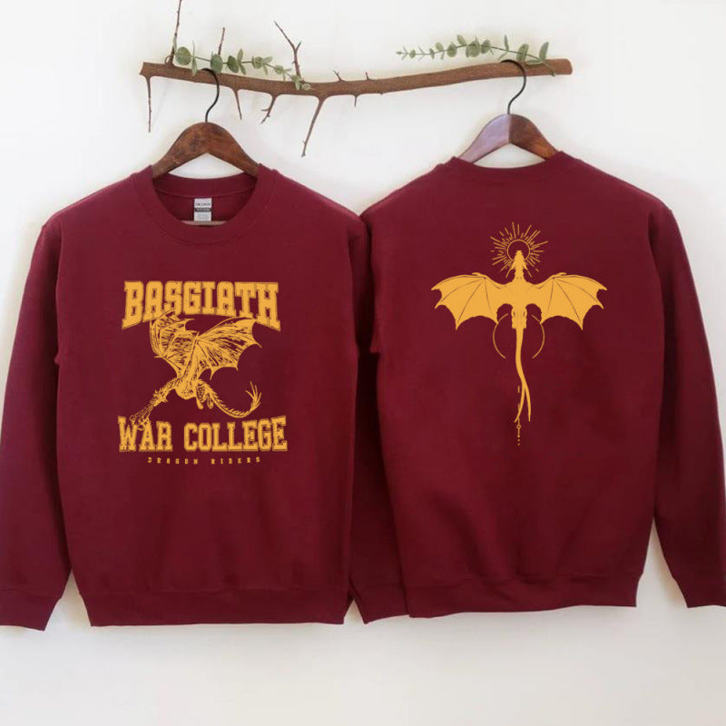 Damen Sweatshirt Drachenmotiv College-Design Grau Eveloria