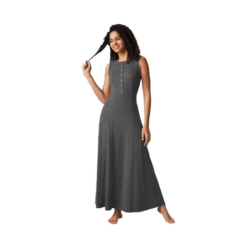 Damen Maxikleid Knopfleiste Figurfreundlich Eveloria
