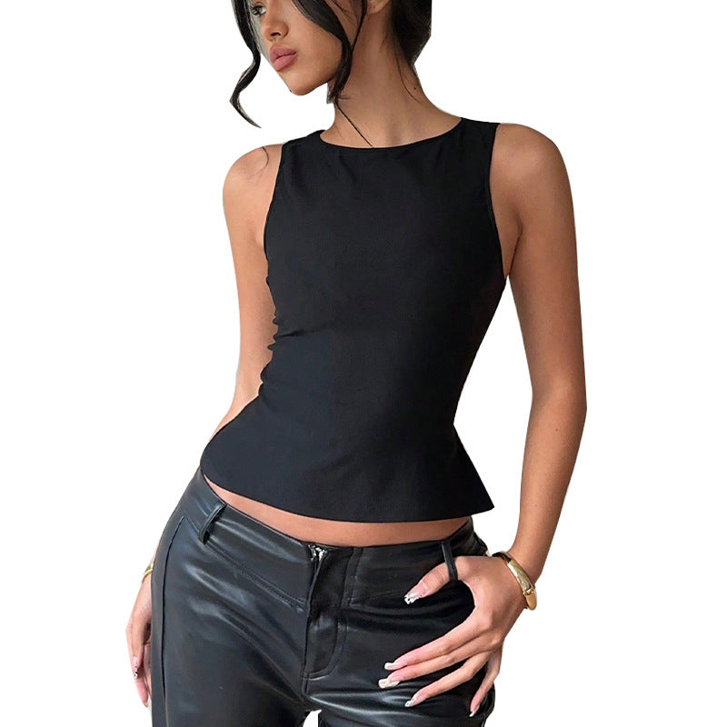 Damen Ärmelloses Oberteil Asymmetrisch Elegant