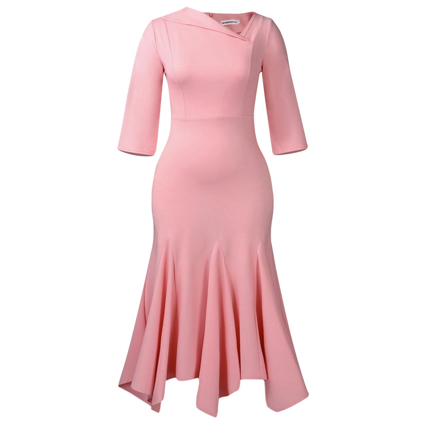 Damen Cocktailkleid Flügelärmel Eveloria Elegantes Figurbetontes
