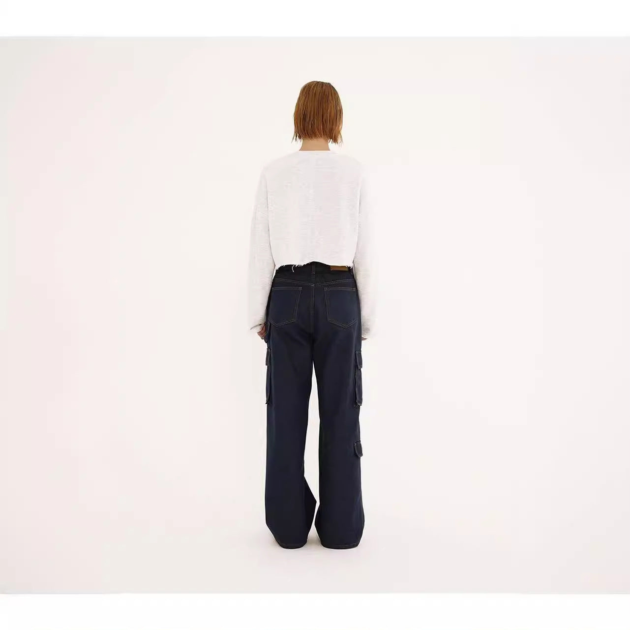 Damen Cargo-Jeans Weites Modell Praktische Taschen Blau Eveloria