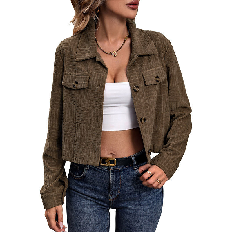 Damen Blouson Lässig Strukturiert Taschen Eveloria
