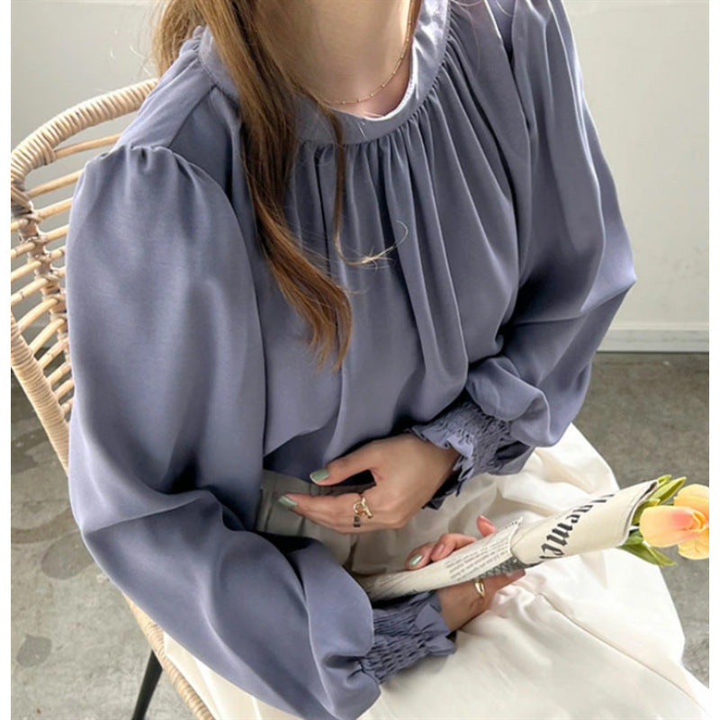Eveloria Damenbluse Voluminöse Ärmel Stehkragen Elegante Bluse