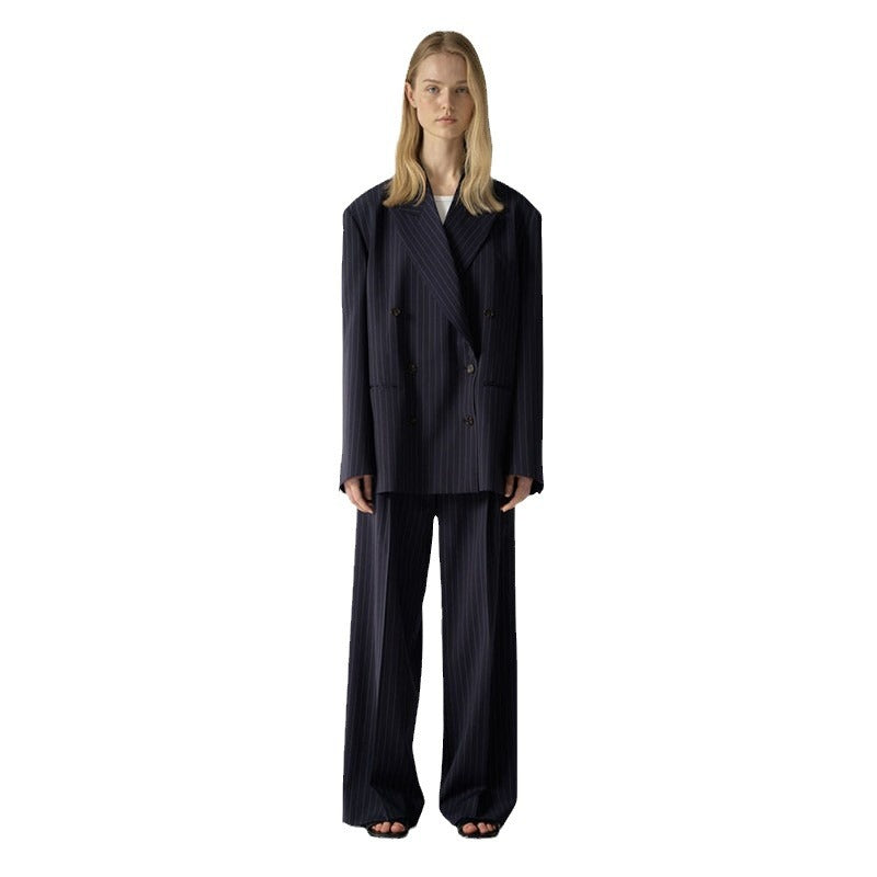 Damen Stoffhose Weites Bein Streifen