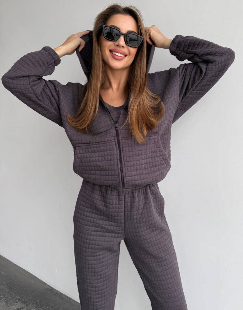 Damen Lounge-Kombination Gepolsterte Jacke und